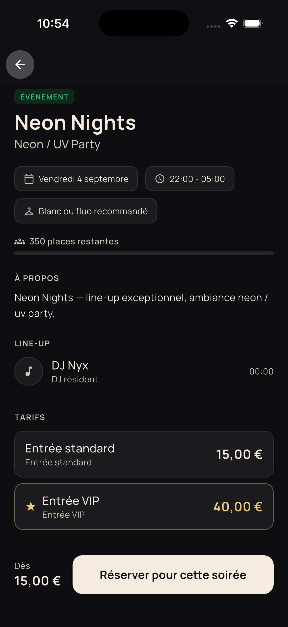 Réserver une table VIP dans l'app Temgo